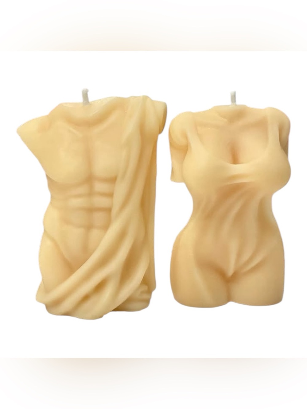 Set of 2 Sculpted Scented Soy Wax Torso Candles. Handmade by ET__Glow